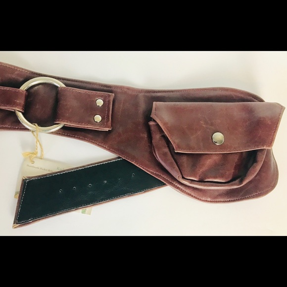 Brown Leather Belt Bag, Burning Man Festival Bag - Picture 4 of 6